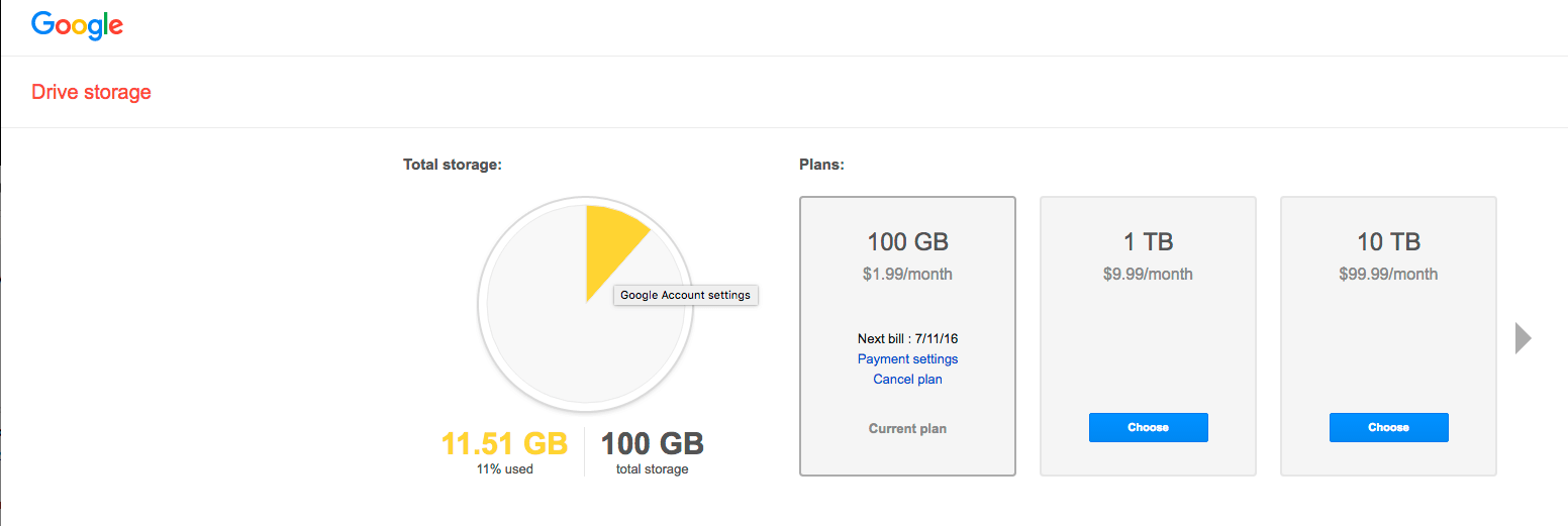 Google Drive Pricing